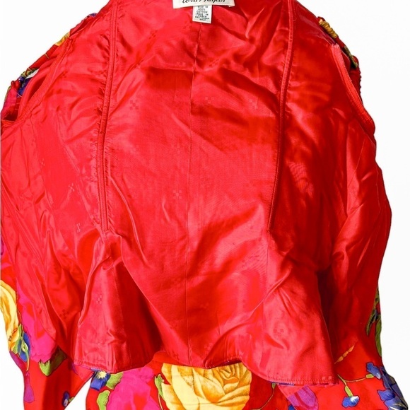 A.J.Bari Off the Shoulder Skirt Set Red Floral S/M - Picture 9 of 11